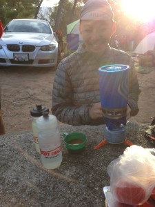 Johnny makes coffee with his jetboil